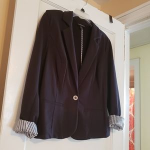 Black Lane Bryant Blazer - Cotton/Spandex Blend 14/16 Plus Curvy Full-Figured